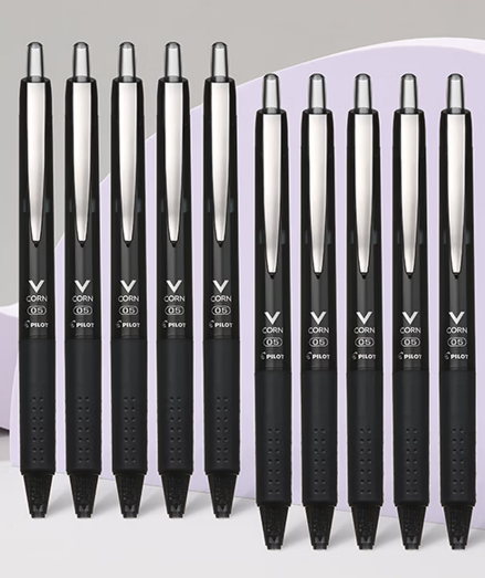 百乐（PILOT） 威宝按动黑武士走珠中性笔 LVKN-15EF-B 0.5mm黑色10支装
