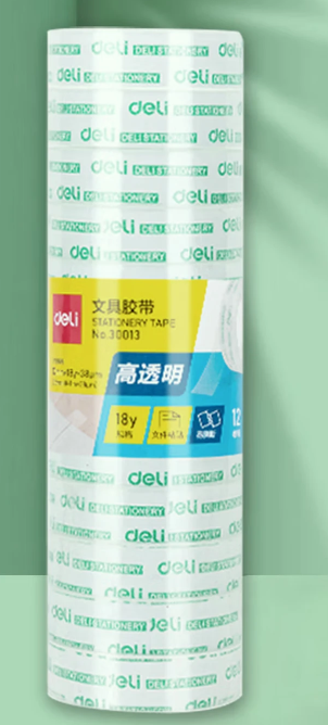 得力 文具胶带 30013 12mm*18y*38um 12卷/筒 透明