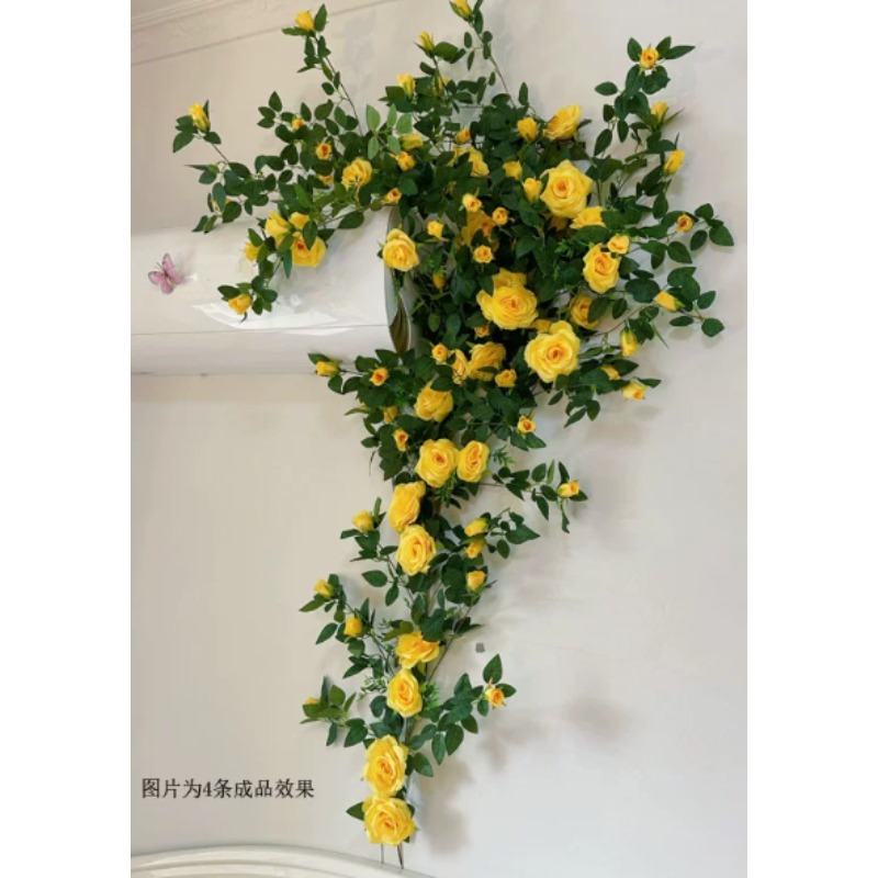 仿真玫瑰假花藤 贵妃玫瑰黄色2条