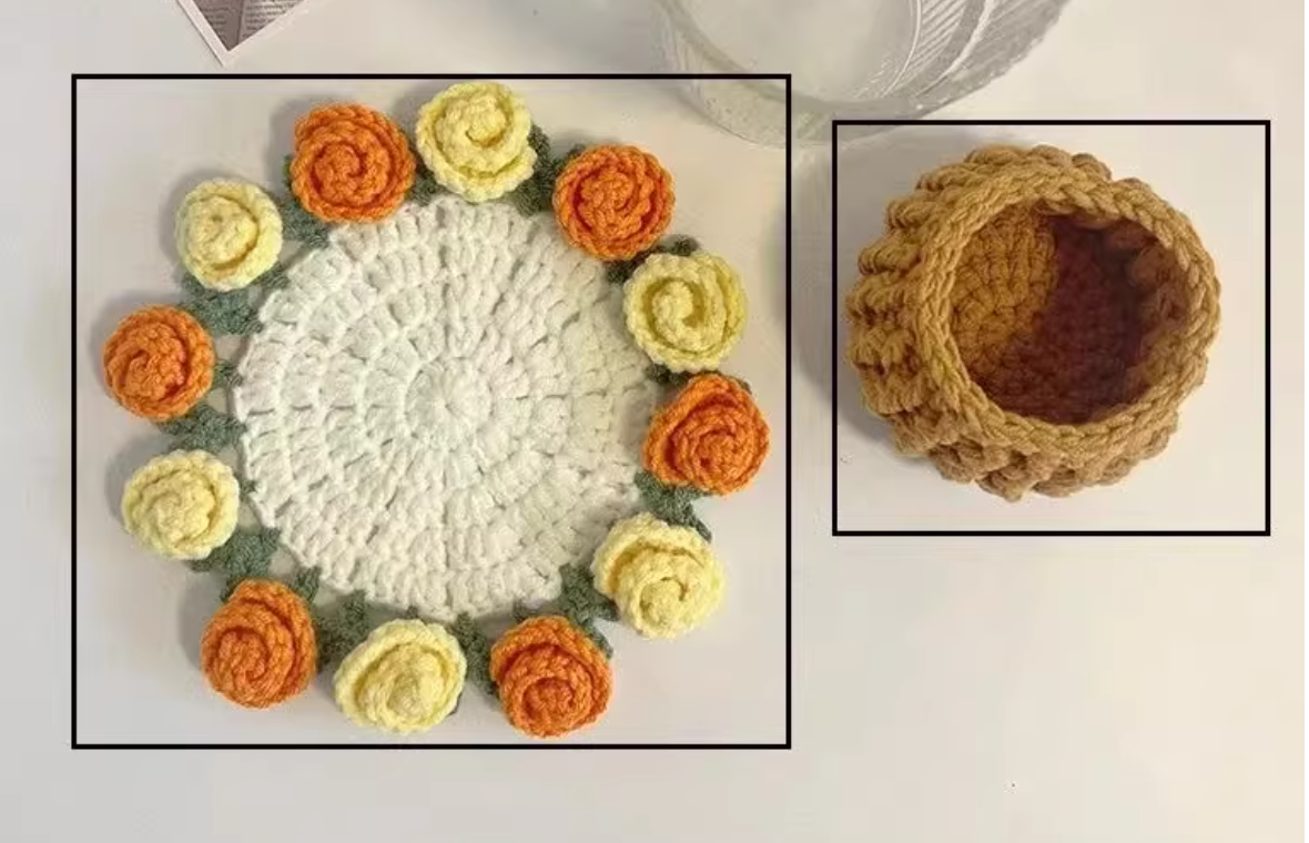 编织杯垫花朵