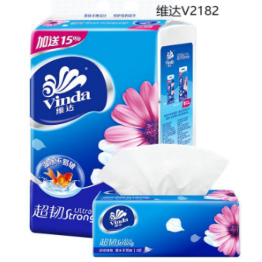 维达 抽取式面巾纸 V2182 150抽 三层 153*195mm 3包/提 16提/箱