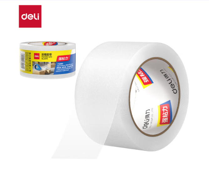 得力（deli）透明胶带封箱打包带高品质胶布封口胶纸办公用品批发 宽60mm*长100y（单卷91.4米）单卷装