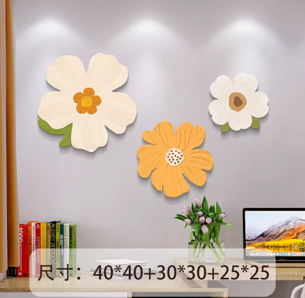 创意花朵餐厅装饰画 组合B【W002(40*40)+W001(30*30)+W004(25*25)】 高档水晶画【高清微喷+高透水晶画面】