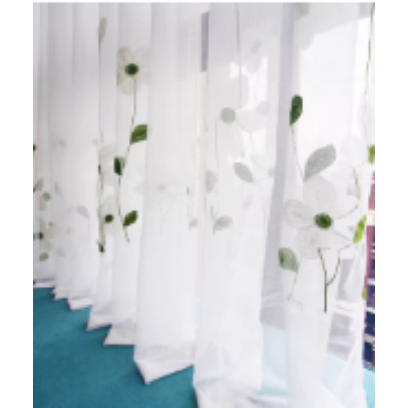 白玉兰花轻纱窗帘