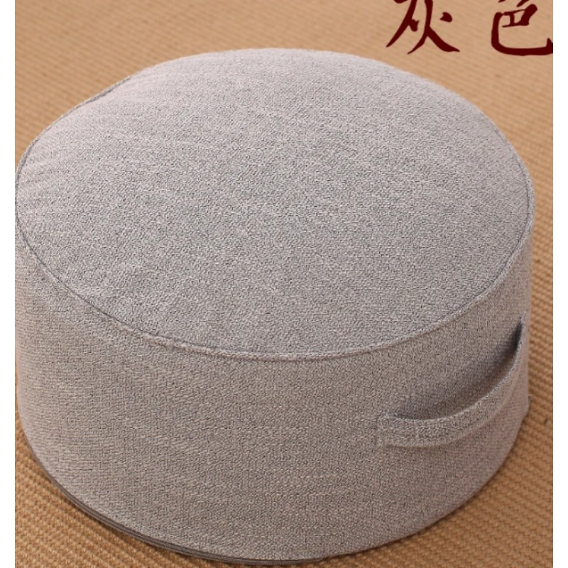 亚麻蒲团坐垫加厚圆形布艺 灰色亚麻,直径40