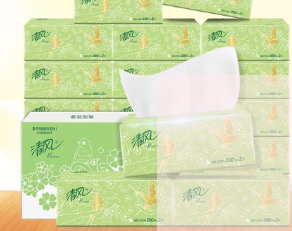 原木软抽2层（清风）200抽*3包/提*16提/箱，BR38SC3