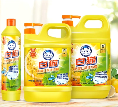 白猫 高效去油洗洁精 2kg 柠檬 黄色 单位：桶【zy1】