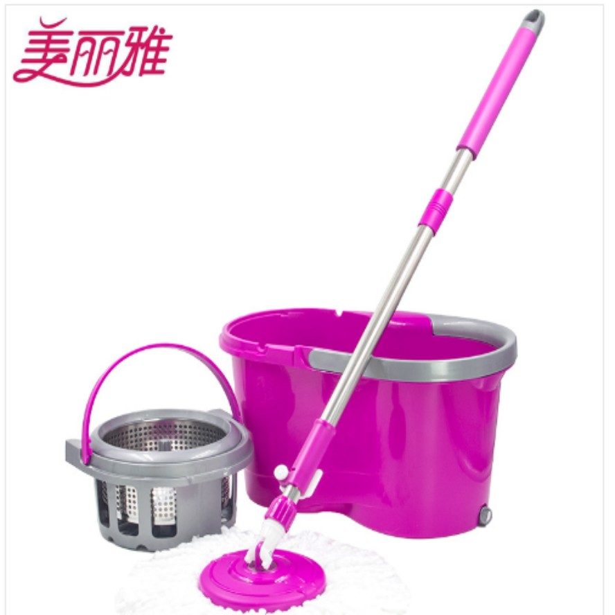 美丽雅 旋转拖把 HC063471 桶 杆 布头 玫红色