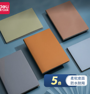 得力（deli）皮面本笔记本 25K80张 办公用品会议记事本文具  22263