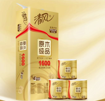 清风 B20A6J 金装卷纸 有芯4层*10卷 1600g 6提/箱