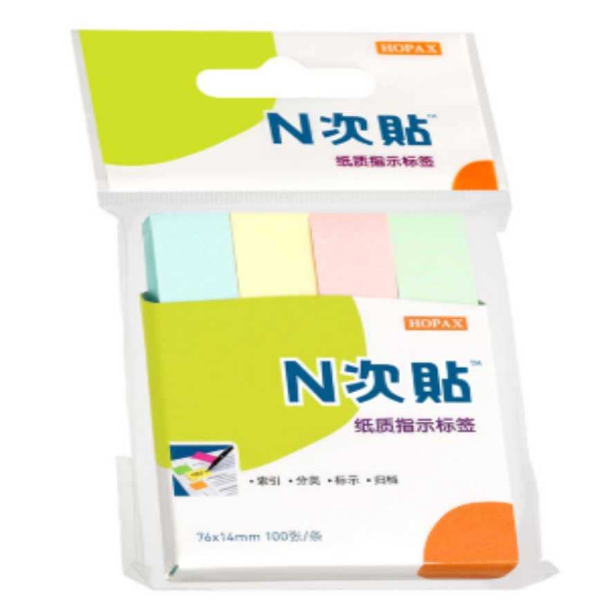N次贴 纸质指示标签 34008 76*14mm 50页*4色 混色 12包/盒