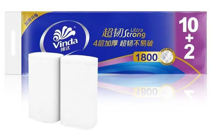 维达V4459超韧150克4层12卷实芯卷纸