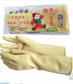 越秀山 胶手套 M 加厚耐酸s碱 黄色