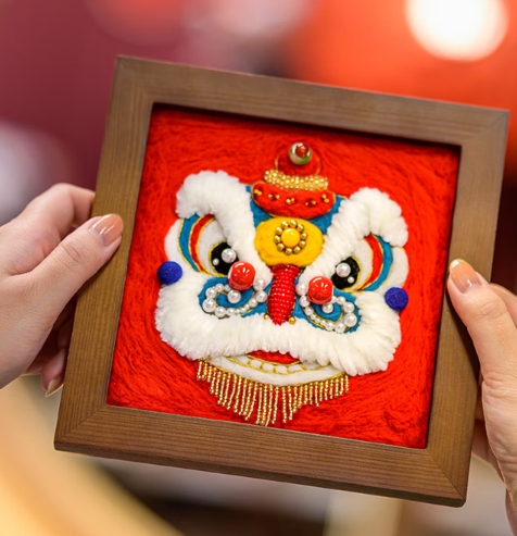 瑞兽毛毡画划-舞狮材料包