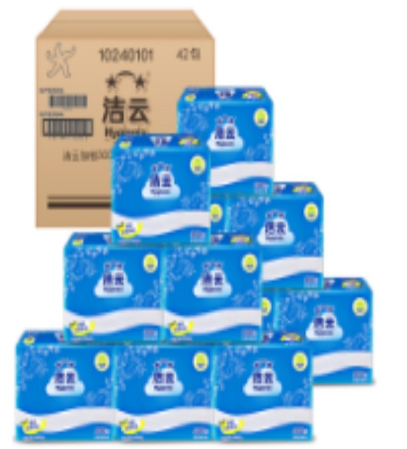 洁云 加韧压花平板卫生纸 10240101 300张 42包