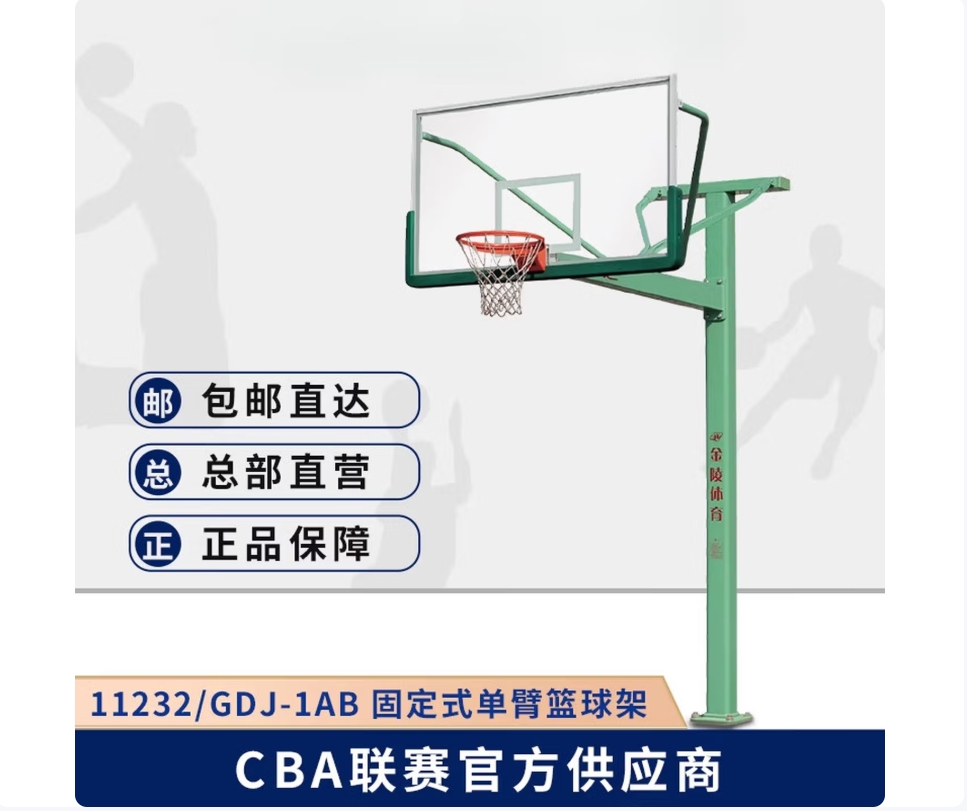 金陵体育固定式单臂篮球架地埋式含保护套