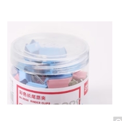 得力8556B省力长尾票夹6夹宽15MM(混)(60个/筒)