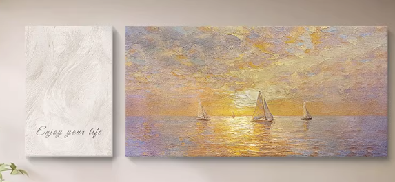 装饰画霞光万道 左50*70cm+右140*70