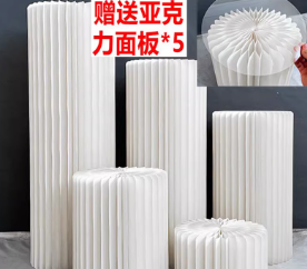 折叠圆柱立柱作品展示架 加密高5件套直径30cm赠送面板