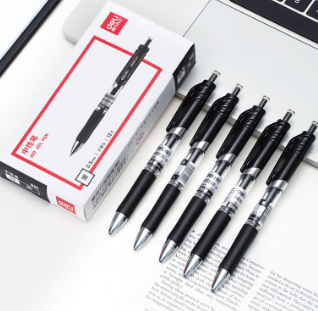 得力 按动式中性笔 S01 0.5mm 12支/盒 黑色
