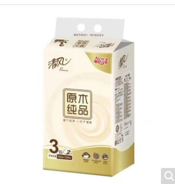 清风（APP）抽纸2层400张200抽3包原木经典三连包抽纸 (BR38SC3)