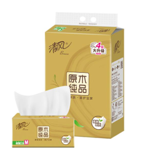 清风 BR34MJ 原木金装4层120抽M号3包抽纸