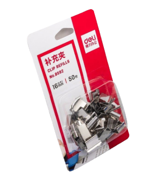 得力 补充夹 8592 金属材质 15*10mm 50枚/卡 40页 银色