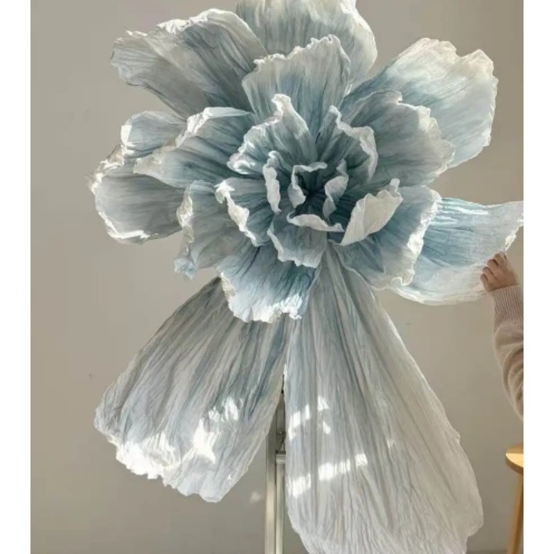 大型婚庆手工仿真纸艺花巨型纸花造型美塑花婚礼背景装饰花艺道具  雾蓝色渐变100