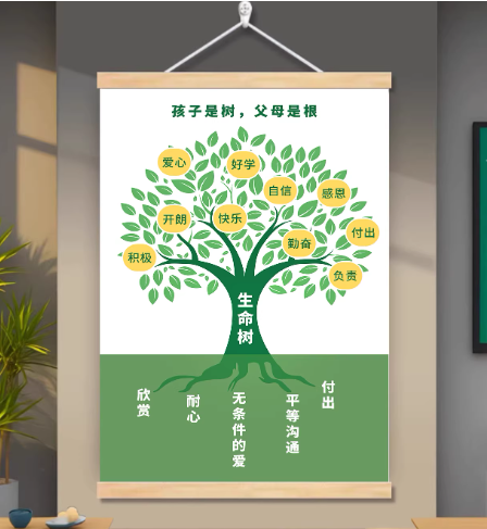 能量树墙贴 01-QT11293能量树-款一 独立 70*50cm 木质挂轴+高光油画布【送挂钩】