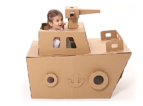 儿童手工作业diy小屋制作材料包 穿戴立体拼装模型军舰轮船潜水艇  无印轮船中号2-4岁可入
