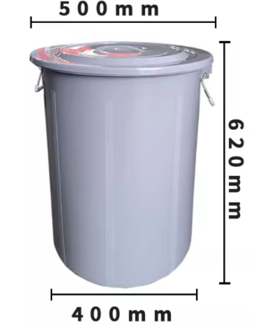 灰色带盖圆桶 80L