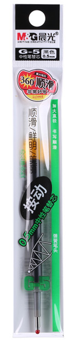 晨光 按动中性笔替芯 G-5 0.5mm 子弹头 黑色 20支/盒