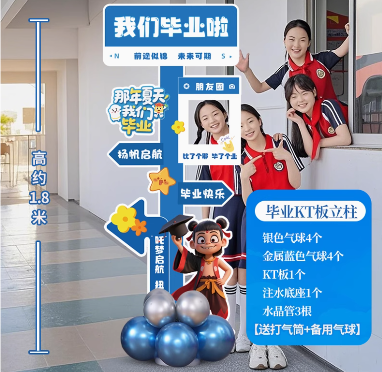 蓝色/毕业拍照指示牌A【1.8米】
