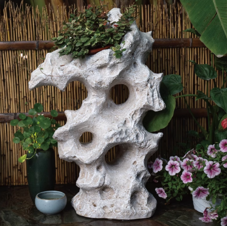 假山石 0132太湖石假山花盆（中号，大理石色）