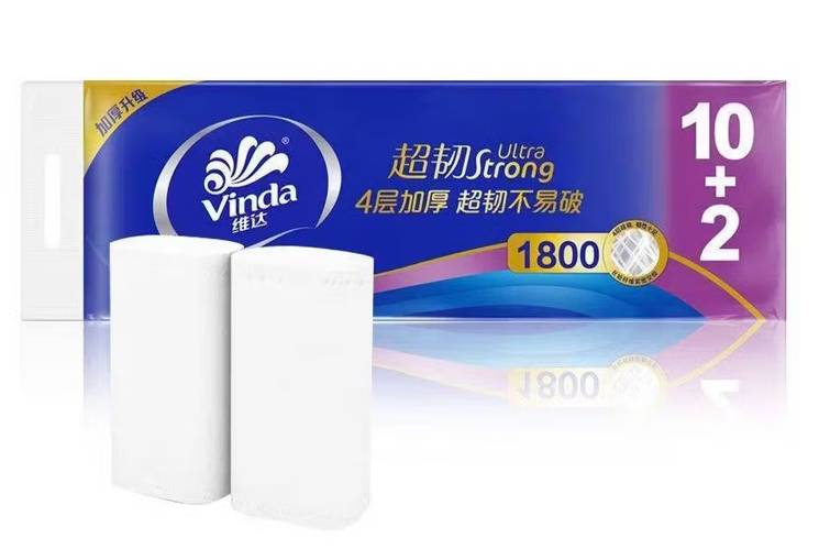 维达V4459超韧150克4层12卷实芯卷纸