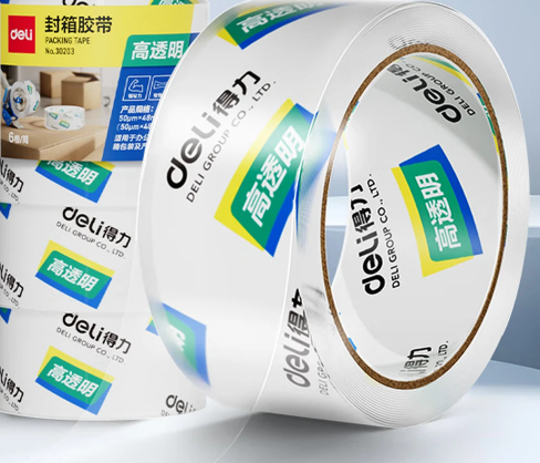 得力 封箱胶带 30203 48mm*60y 6卷/筒 12筒/箱 透明