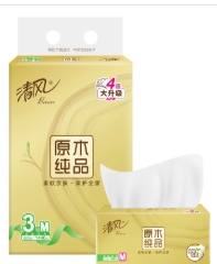 清风/KYFEN 软抽面巾纸 BR34MJ 4层 190*154mm 120抽/包 3包/提 16提/箱 中规 原木金装