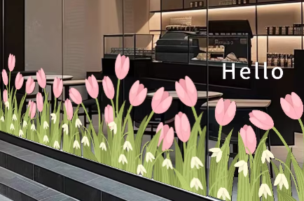 郁金香花静电贴纸 105*58