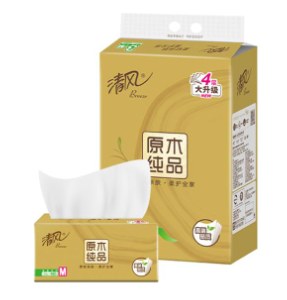 清风原木金装BR34MJ 4层120抽M号3包抽纸
