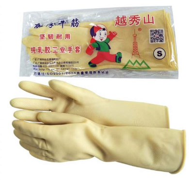 越秀山 胶手套 M 加厚耐酸碱 黄色