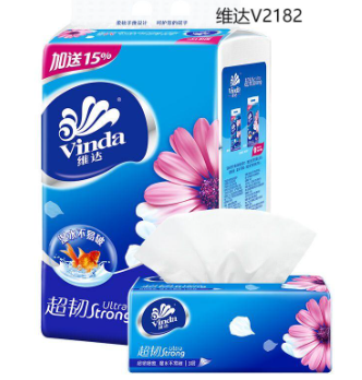 维达 抽取式面巾纸 V2182 150抽 三层 153*195mm 3包/提 16提/箱
