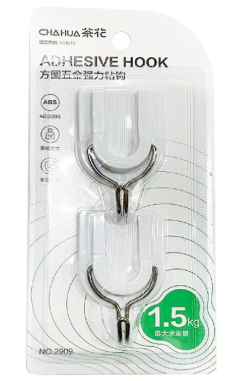 茶花 2909 方圆五金强力粘钩 2只装