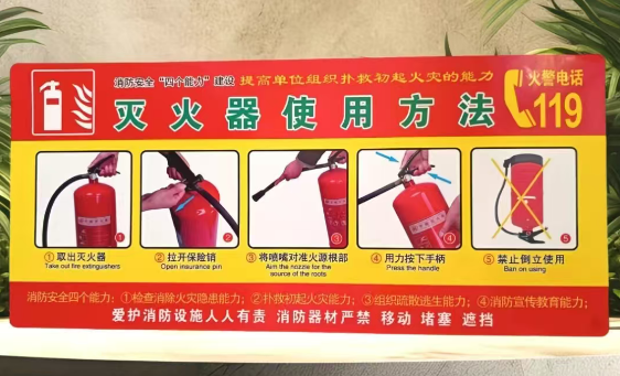灭火器使用方法标识贴