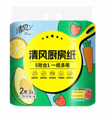 清风/KYFEN 厨房纸巾 B812E 70张/卷 2卷/提 12提/箱