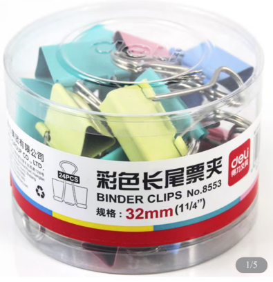 得力彩色长尾票夹8553 32mm 24个/盒