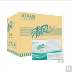 清风 抽取式纸巾 B7AAM 正方形面巾方巾纸 单层餐巾纸 96包/箱 y K