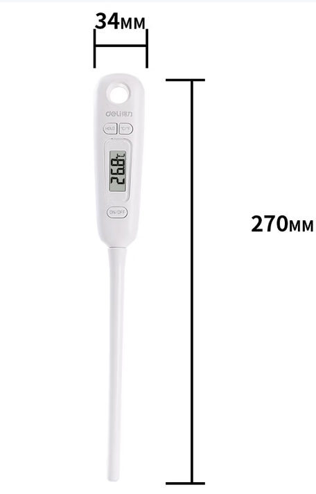 得力(deli)直插探针式温度计 白色8897