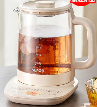 苏泊尔（SUPOR）养生壶1.5L全自动煮茶壶24h预约花茶壶煮茶器12小时恒温烧水壶  奶杏色【配滤网】 1.5L