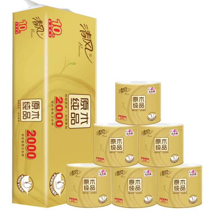 清风200g卷筒纸10卷/提6提/箱
