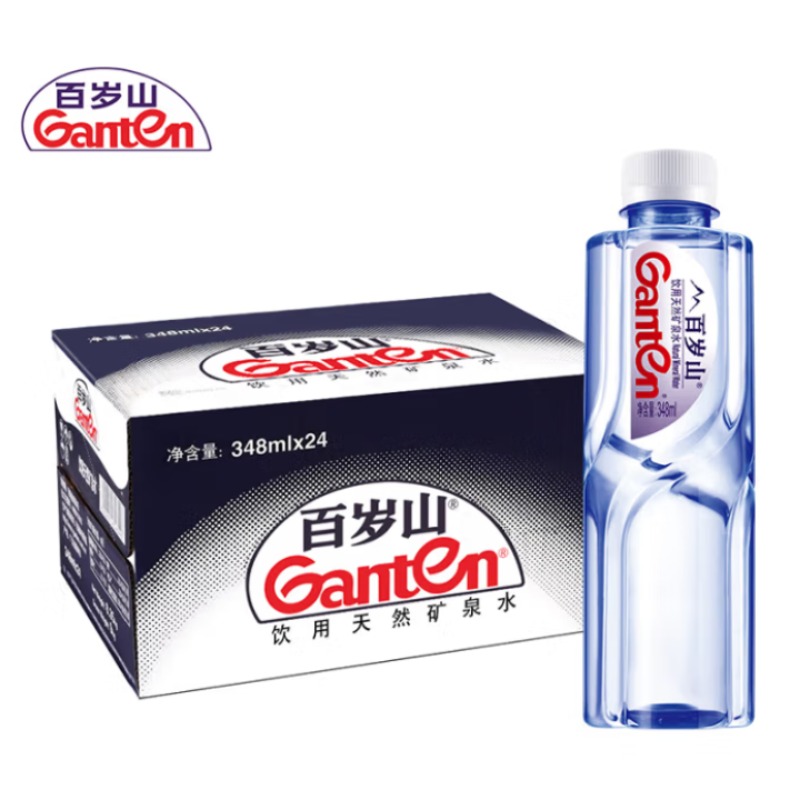 景田 百岁山 饮用天然矿泉水 348ml*24瓶整箱装